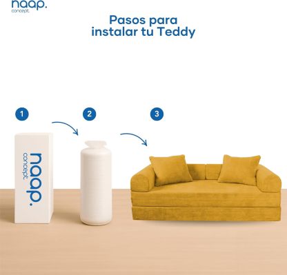 Sofá Cama Teddy Luxe | Diseño Convertible | Hecho 100% de Espuma | Comodidad y Versatilidad | 200x100x65 cm (Chocolate)