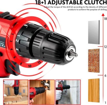 Tool Set with Drill, 108Pcs Cordless Drill Household Power Tools Set with 16.8V Lithium Driver Claw Hammer Wrenches Pliers DIY Accessories Tool Kit
