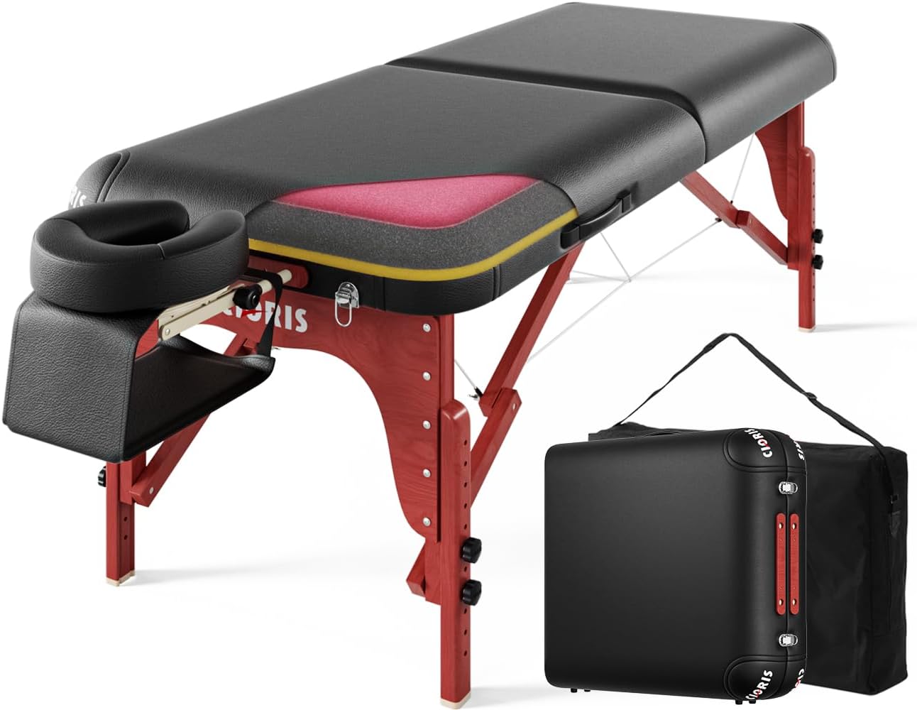 CLORIS - Mesa de masaje profesional de 84 pulgadas, portátil, de aluminio reforzado, con capacidad para hasta 1000 libras, 2 plegables, ligeras, para spa, salón, tatuaje, cama de masaje, altura