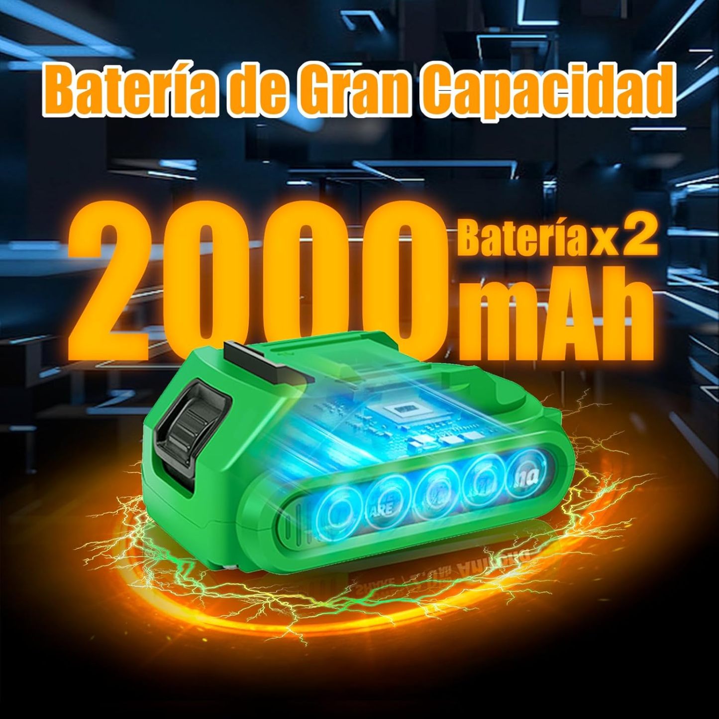 ANIRONA Kit De Atornillador De Impacto & Rotomartillo Sin Carbones, Kit Combinado de Taladro Inalámbrico Sin Escobillas Con 2 * 2000Mah Batería y Velocidades Variables