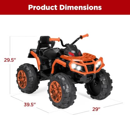 Best Choice Products 12V ATV eléctrico para niños de 4 ruedas con audio Bluetooth, velocidad máxima de 3.7 mph, neumáticos con banda de rodadura, faros LED, radio, color negro