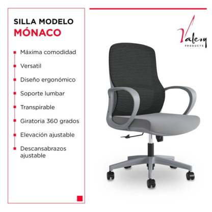 Silla Ejecutiva Valery Products Línea Premium Mónaco Gris Oxford