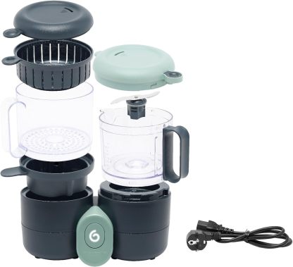 Babymoov Duo Meal 6 en 1: Procesador de Alimentos para Bebés con Vaporizador y Licuadora de Velocidades Múltiples, Calienta y Descongela (Aprobado por Nutricionistas), Gris