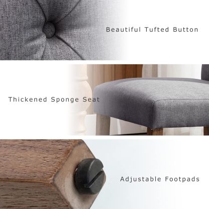 COLAMY - Juego de 6 sillas de Comedor con Botones y tapizadas, con Patas de Madera Maciza y Asiento Acolchado para Comedor, Cocina, Color Gris