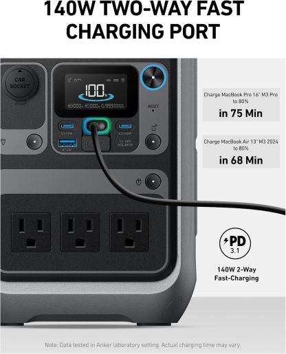 Anker - Estación de energía portátil SOLIX C300, batería LiFePO4 de 288 Wh, generador solar de 300 W (600 W), carga rápida bidireccional de 140 W, para acampar al aire última intervensión, viajes y