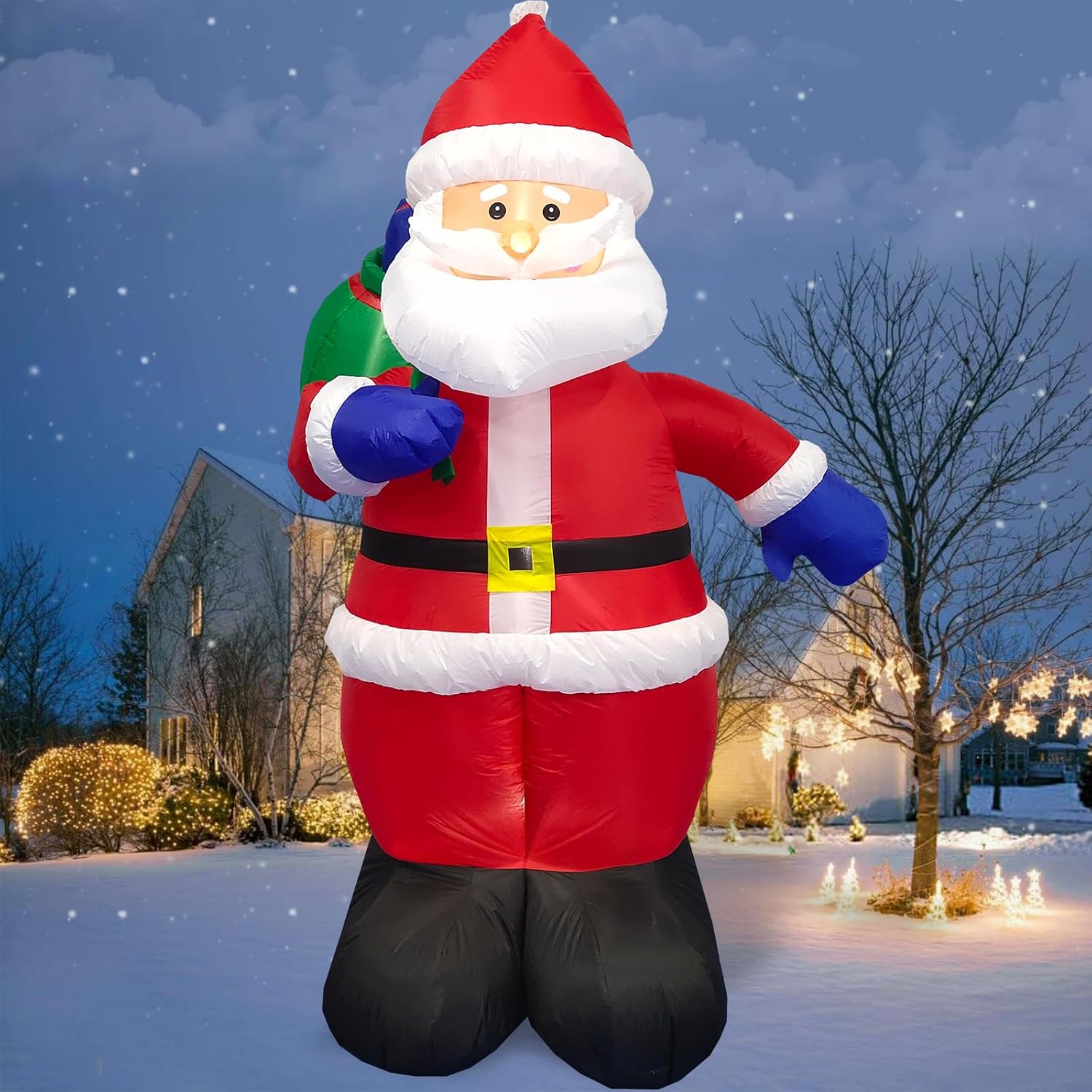 Danxilu 1.83M Arbol de Navidad Inflable con Papá Noel Perro Decoraciones al Aire Libre, Inflables Navidad Arbol Santa Claus para el Patio Inflables Navideños Decoración Iluminada con Leds