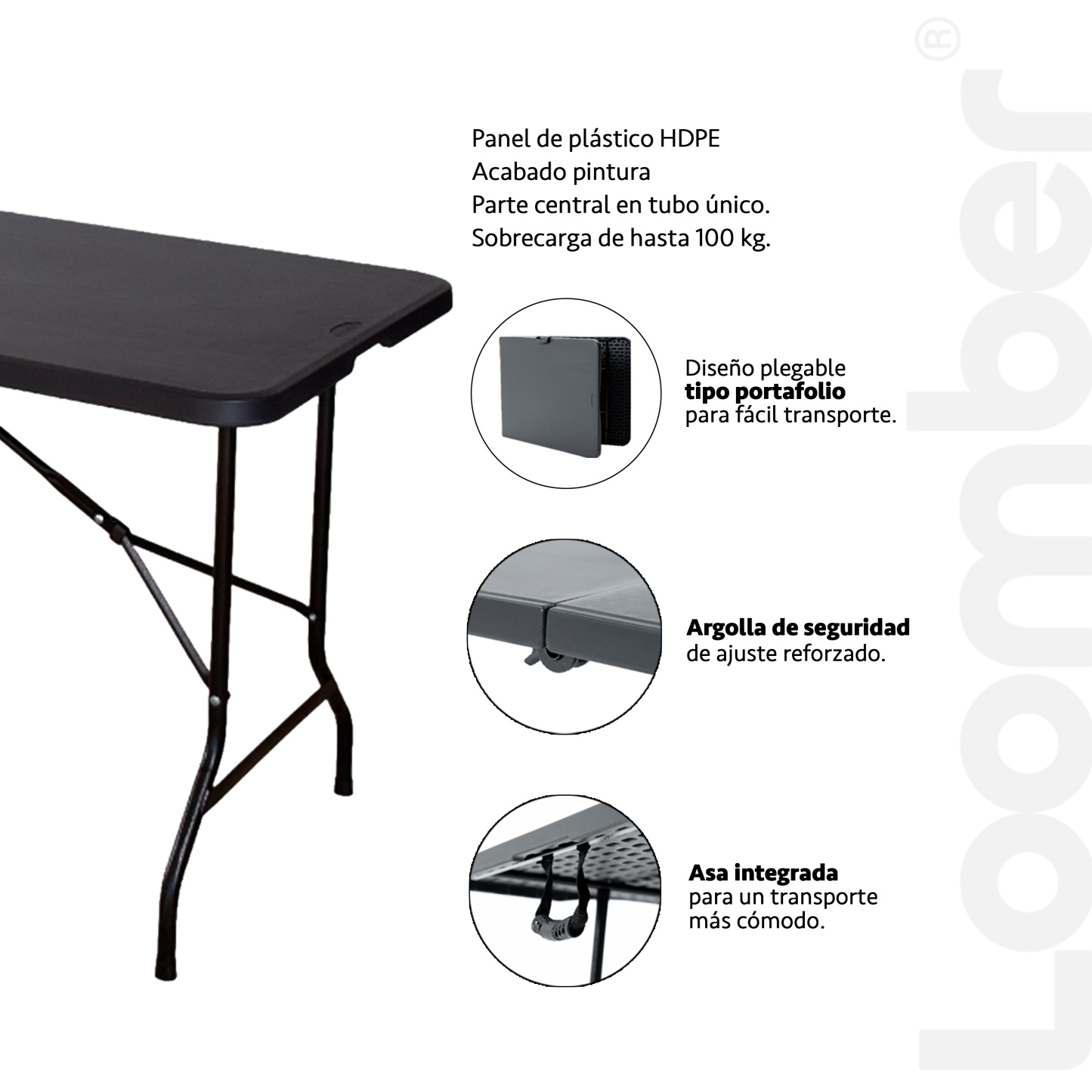 Combo Toldo Blanco 3x3 + 2 mesas plegables negras verona 1.80