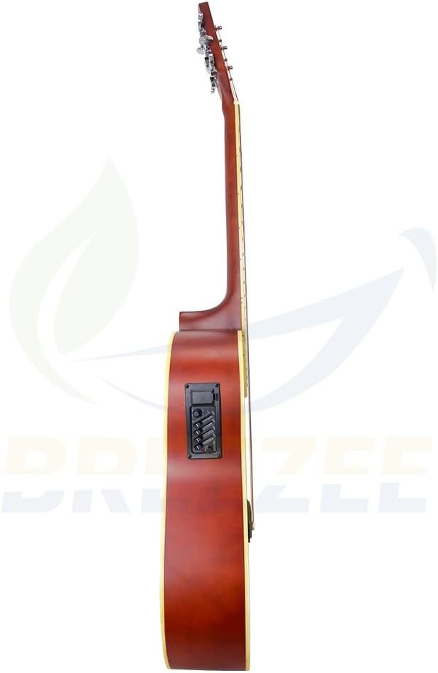 BREEZEE Guitarra Electroacústica de 41 Pulgadas con Cuerdas de Metal, Ecualizador de 4 Bandas, Incluye Funda, Afinador, Cuerdas Extra, Cable Auxiliar y Más, Guitarra Para Expertos Y Principiantes