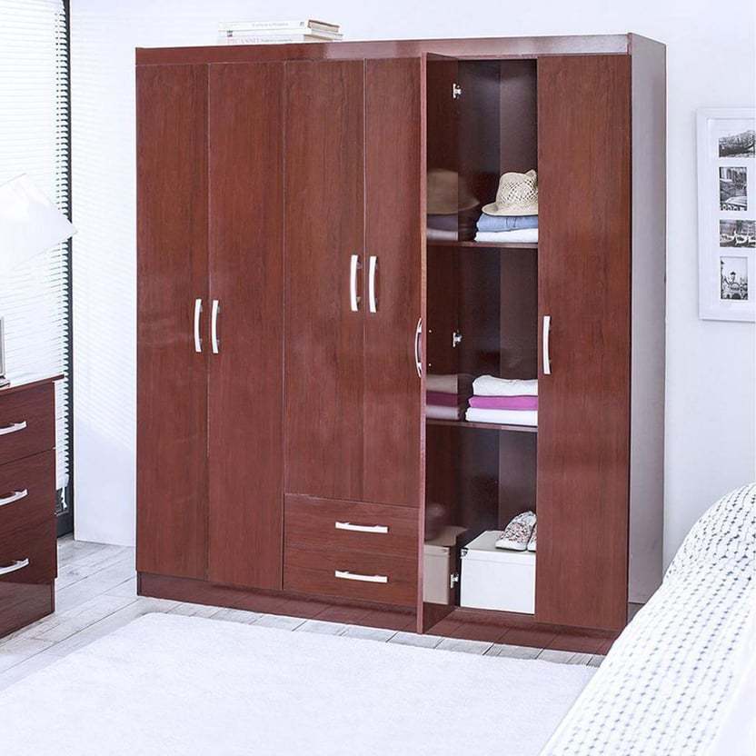 Closet Caoba 6 puertas 2 cajones