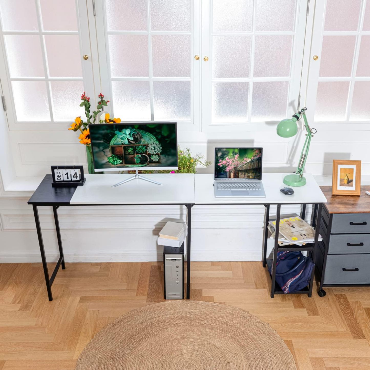 GOMYHOME Escritorio para computadora en Forma de L Escritorio para Juegos de computadora Estación de Trabajo para Escritura Cinturón de Estudio para Oficina en casa Escritorio Grande de 124 cm (Negro)