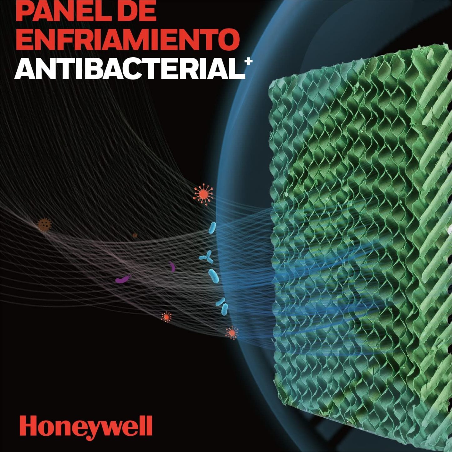 Honeywell Enfriador de Aire CL152 con Ionizador y Panel Antibacterial. 15 litros. Enfría hasta 19 m2