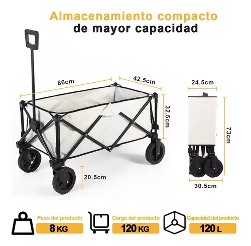 Carro De La Compra Plegable Multifuncional Con Mesa 3 En 1