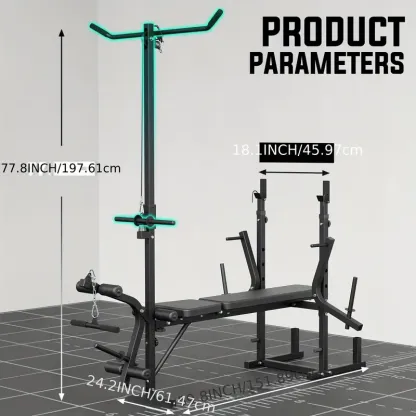 Banco de pesas ajustable 8 en 1, estación de entrenamiento multifuncional con capacidad de 800 libras, adecuado para extensión de piernas, modelado corporal, entrenamiento de fuerza, levantamiento de pesas