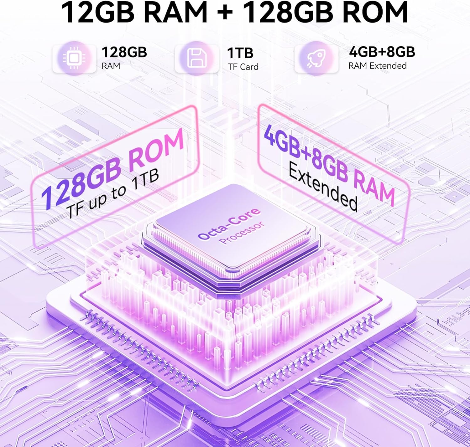 CUBOT Celular A10, Android 14 Smartphone Desbloqueado con Batería de 5100mAh,12(4+8 Extendido) GB RAM 128GB ROM,6.56" HD+ Pantalla Teléfono 48MP Principal Cámara,90Hz/5G WiFi/Face ID