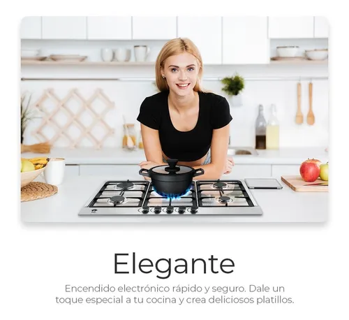 Estufa De Mesa/parrilla De Gas 5 Quemadores Acero Inoxidable Color Plateado