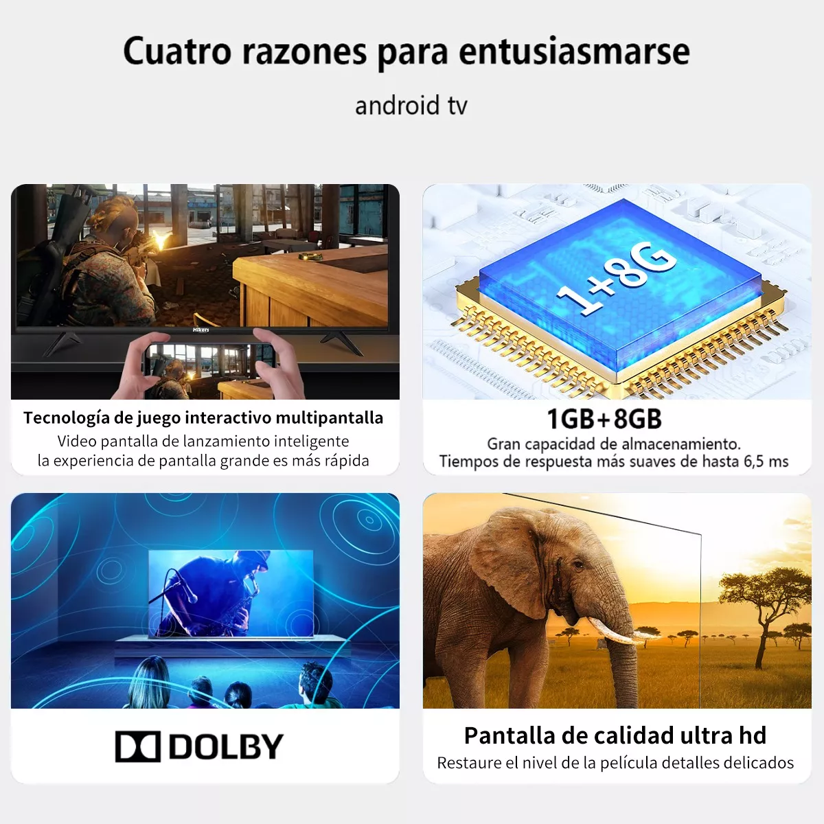 Smart Tv Pantalla 32 Pulgadas Hikers Android Tv Led Hd