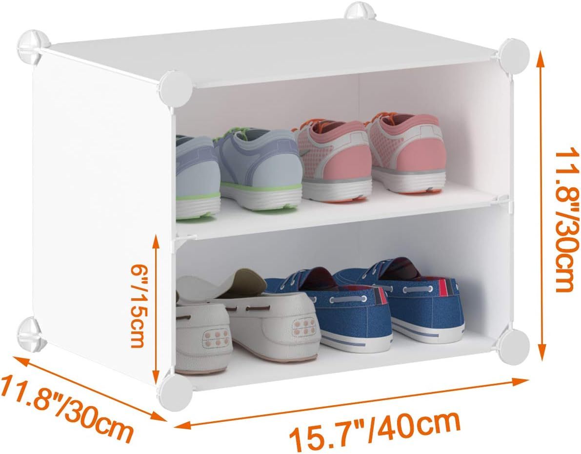 HOMIDEC - clóset de almacenamiento de zapatos, 48 pares de zapateros de 3 por 8 niveles, organizador de zapatos para ahorrar espacio, para clóset, pasillo, sala de estar, recámara, cochera (blanco)