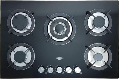 Gutstark Parrilla de Gas Empotrable 5 Quemadores De Gas Cristal Templado Empotrable Grueso Estufas Empotrables Hogar Cocina Gas Natural o Gas LP Estufa de Mesa Parrillas