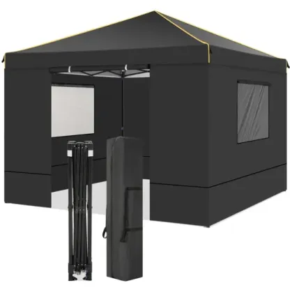 Tooluck 10x10 Carpa Gazebo con Ventanas de Malla 2.0, Carpa Plegable 10x10, Carpa Portátil Impermeable para Exteriores con 4 Paredes Laterales Desmontables, Bolsa de Transporte, 4 Estacas y Cuerdas