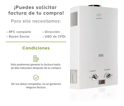 Avera Calentador de agua/ Boiler de paso C6L A gas Blanco GLP
