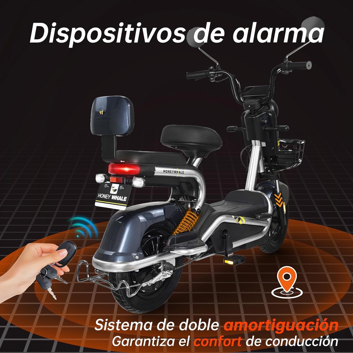 HONEYWHALE KC-Cool Bicicleta Electrica para Adultos, Bicimoto Eléctrica con Alarma, Máxima del Motor 700W, Velocidad Máxima 45KM/H, Autonomía 55-60KM, Baterías de Gran Capacidad 20AH—válvula de vehículo eléctrico