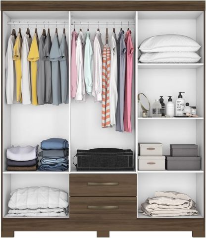 Skal Living Ropero Closet Moderno 6 Puertas y 2 Cajones NT5130 Nogal