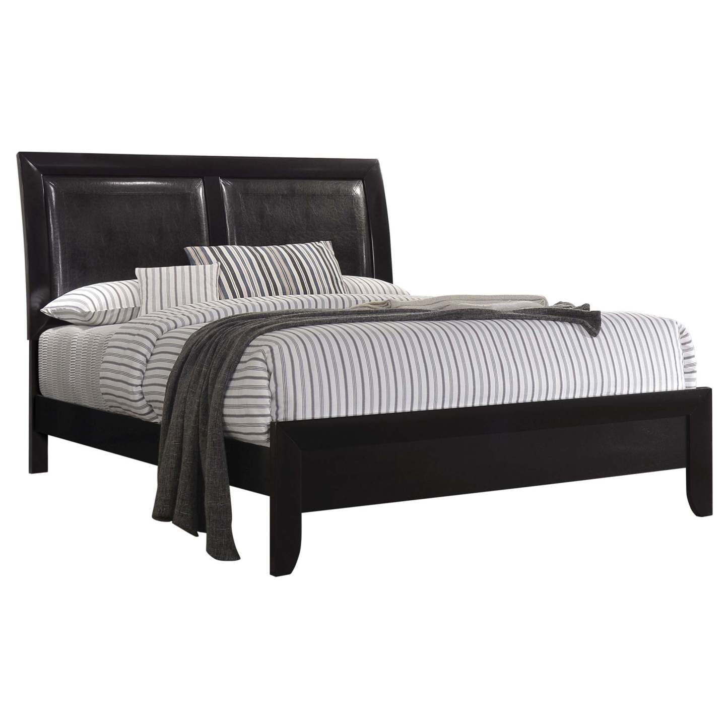 CAROLINE Eastern King Upholstered Panel Bed Black
