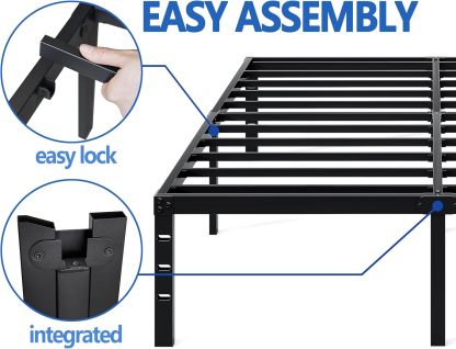 New Jeto Marco de cama de metal con espacio de almacenamiento debajo de la cama, plataforma sencilla y atmosférica, resistente y duradero, tamaño queen, adecuado para recámara
