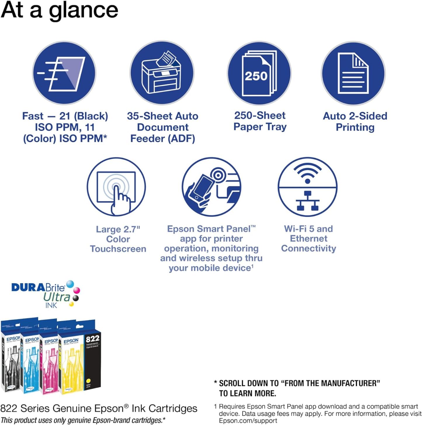 Impresora de inyección de tinta en color inalámbrica todo en uno Epson® Workforce® Pro WF-3820