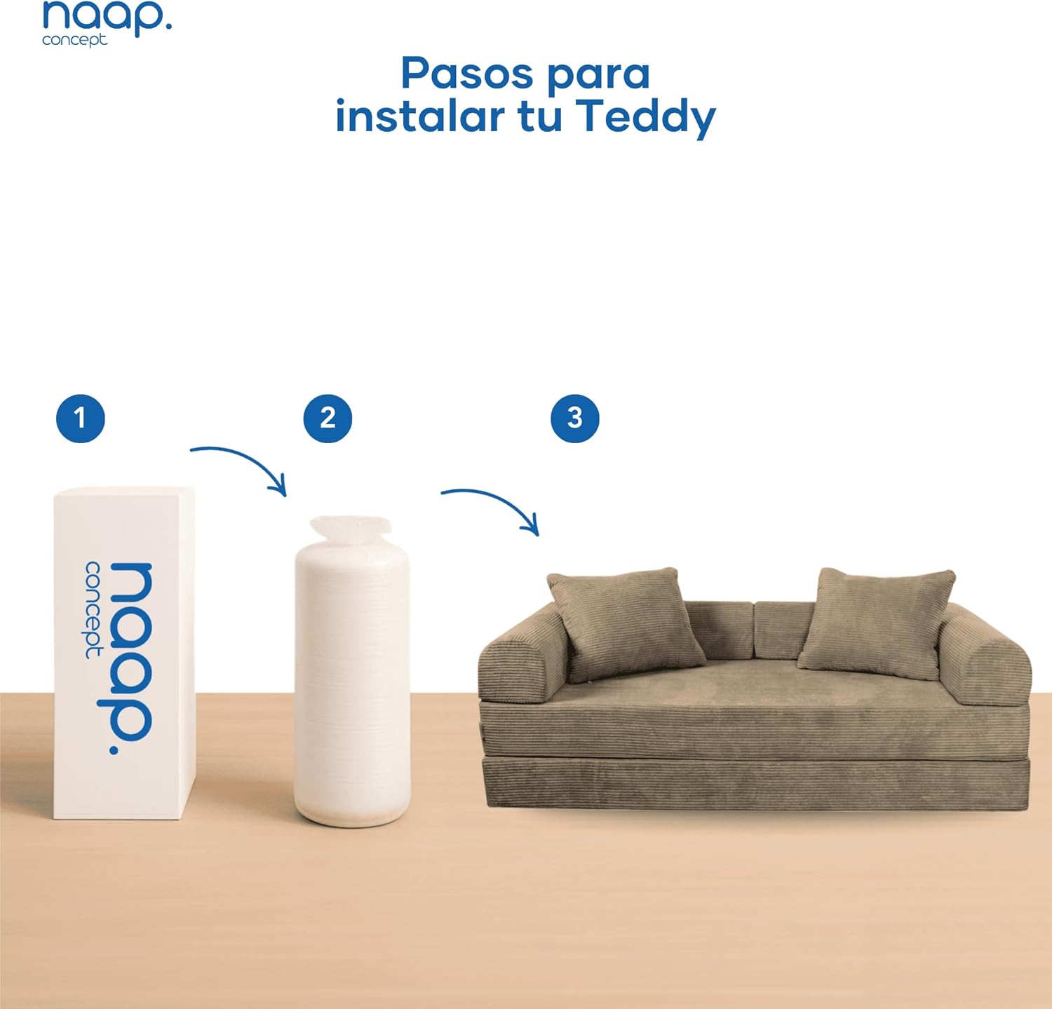 Sofá Cama Teddy Luxe | Diseño Convertible | Hecho 100% de Espuma | Comodidad y Versatilidad | 200x100x65 cm (Chocolate)