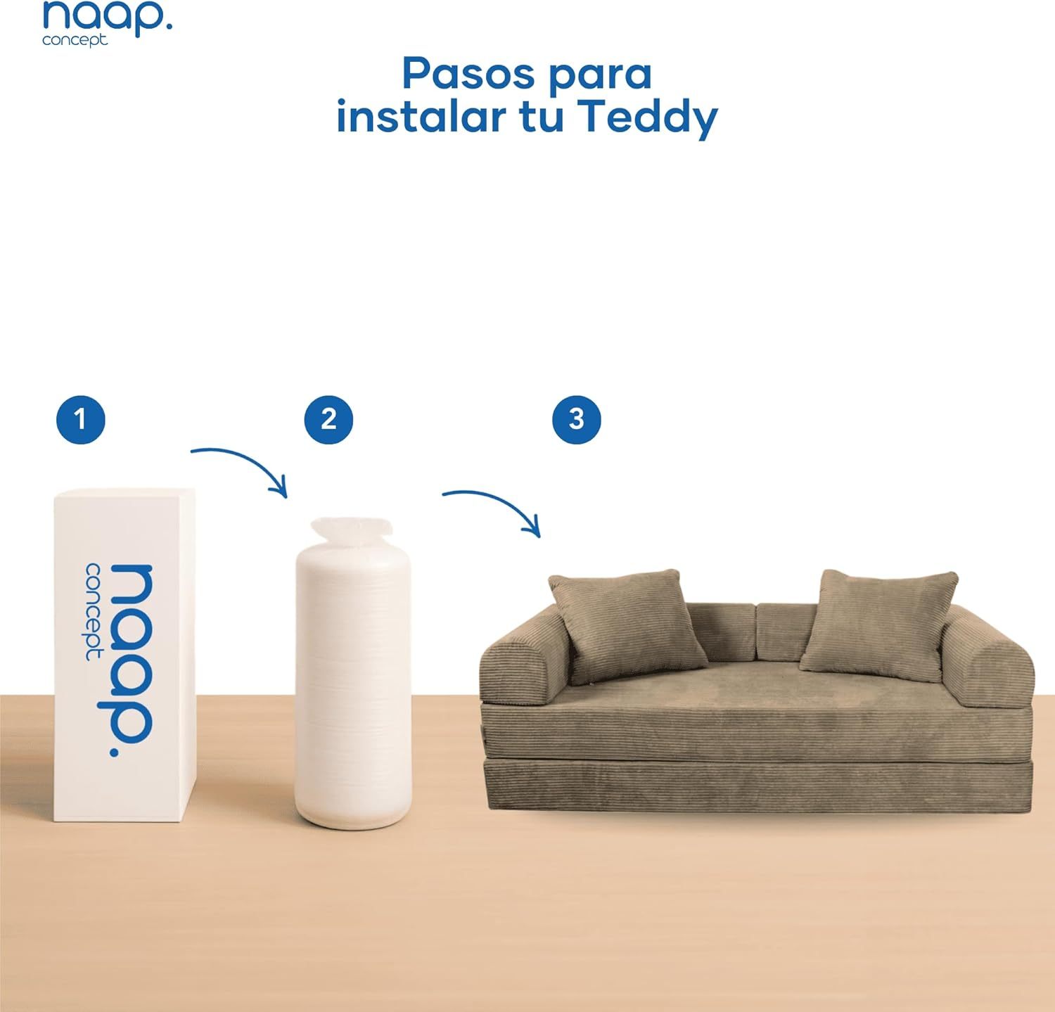 Sofá Cama Teddy Luxe | Diseño Convertible | Hecho 100% de Espuma | Comodidad y Versatilidad | 200x100x65 cm (Chocolate)