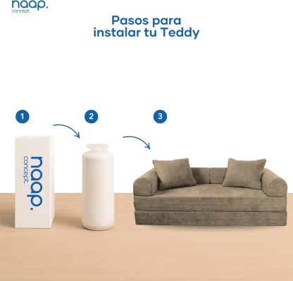 Sofá Cama Teddy Luxe | Diseño Convertible | Hecho 100% de Espuma | Comodidad y Versatilidad | 200x100x65 cm (Chocolate)