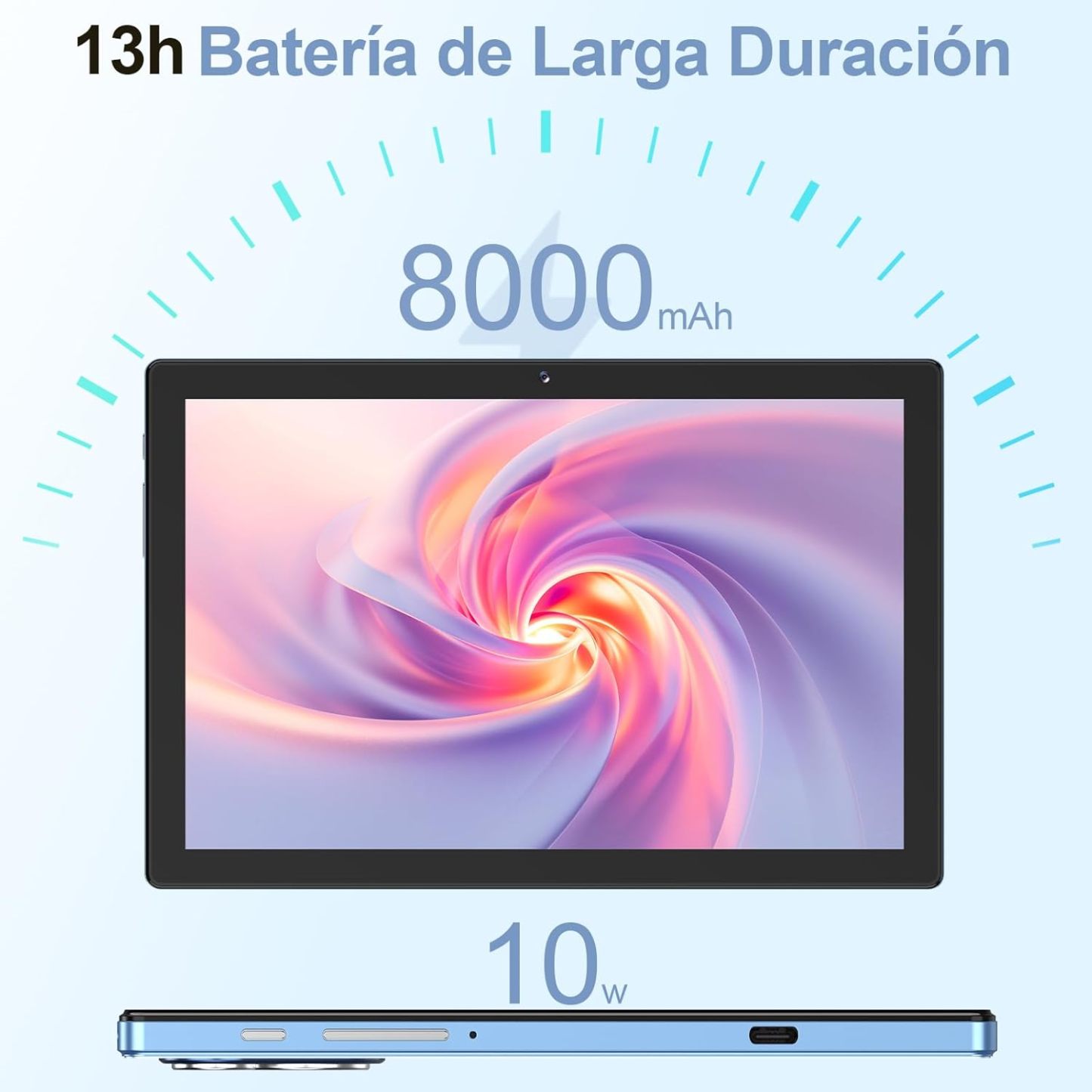 Tablet, Tablets Android 14 de 10.1", 8GB RAM 256GB ROM 1TB Expandible, Octa-core 2.0GHz, 1280x800 IPS HD, Tableta con Cámara Dual de 2MP + 8MP, 8000 mAh Batería, 2025 Tablet con Lapiz, Teclado, Ratón