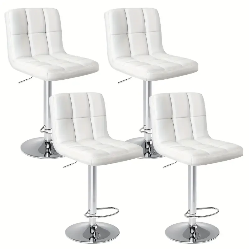 Set de 4 Taburetes de Bar Giratorios Premium - Cómodo Cuero PU, Altura de Mostrador, Diseño Moderno, Ajustables y Ergonómicos - Duraderos, Estables, Montaje Rápido