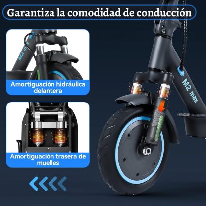 HONEYWHALE M2 MAX Scooter Eléctrico Plegable para Adultos, Motor de 500 W de Potencia Máxima, Velocidad Máxima 32KM/H, 22KM con Una Carga Completa, Patin Eléctrico con App Control Bluetooth