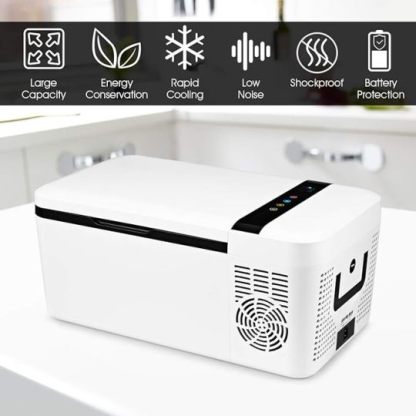 Compact Car Freezer, Portable Travel 12V Fridge, with Compressor, Double Handles, LCD Display Screen for Car and Home, Camping, Truck Party, Travel, Picnic Outdoor (16 Quart) - ONEDAYONLY™
