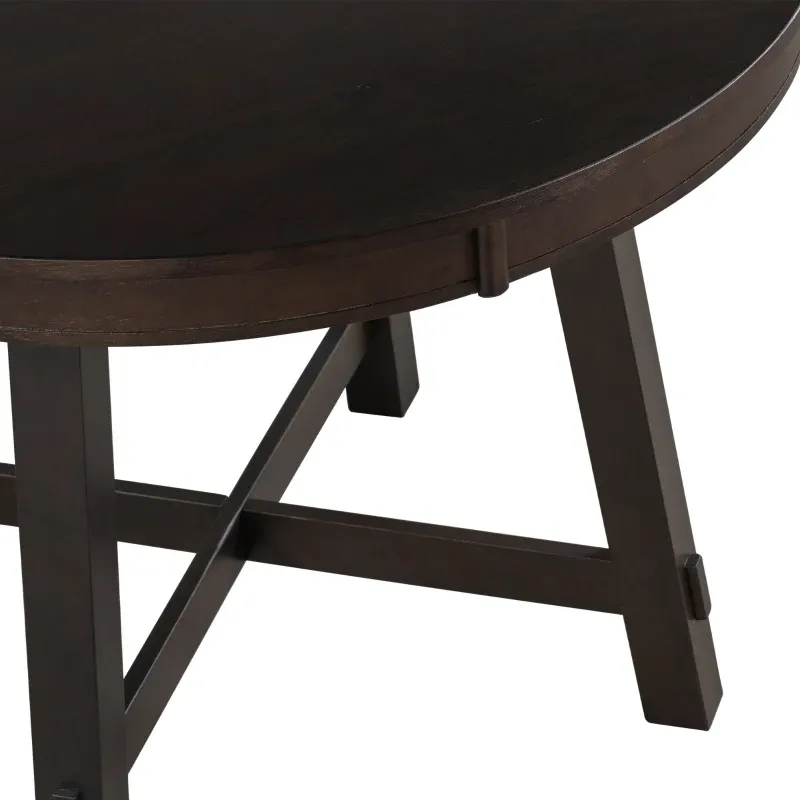 Juego de mesa de comedor de 5 piezas, mesa redonda extensible con base en forma de X y 4 sillas tapizadas, longitud ajustable de 42 a 58 pulgadas