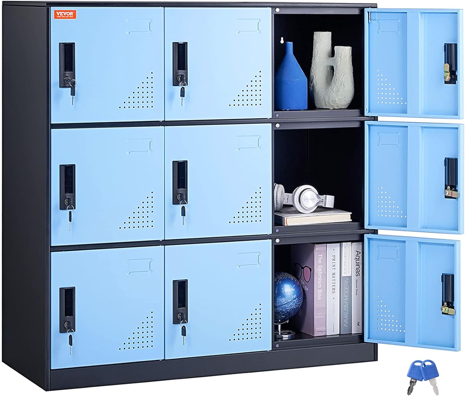 Metal Storage Cabinet with Wheels, 75'' Locking Steel Storage Cabinet with 2 Magnetic Doors and 4 Adjustable Shelves for Office, Garage, Home