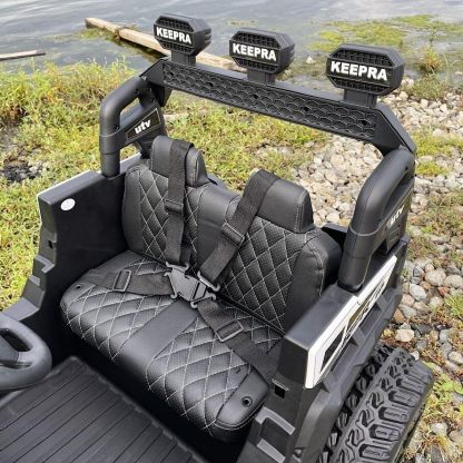 RZR Premium - montable electrico Todo Terreno con 4 Motores de 30 W, Asientos de Piel, Control Remoto, cinturón de Seguridad y Luces LED Brillantes para niños de 3 a 8 años.