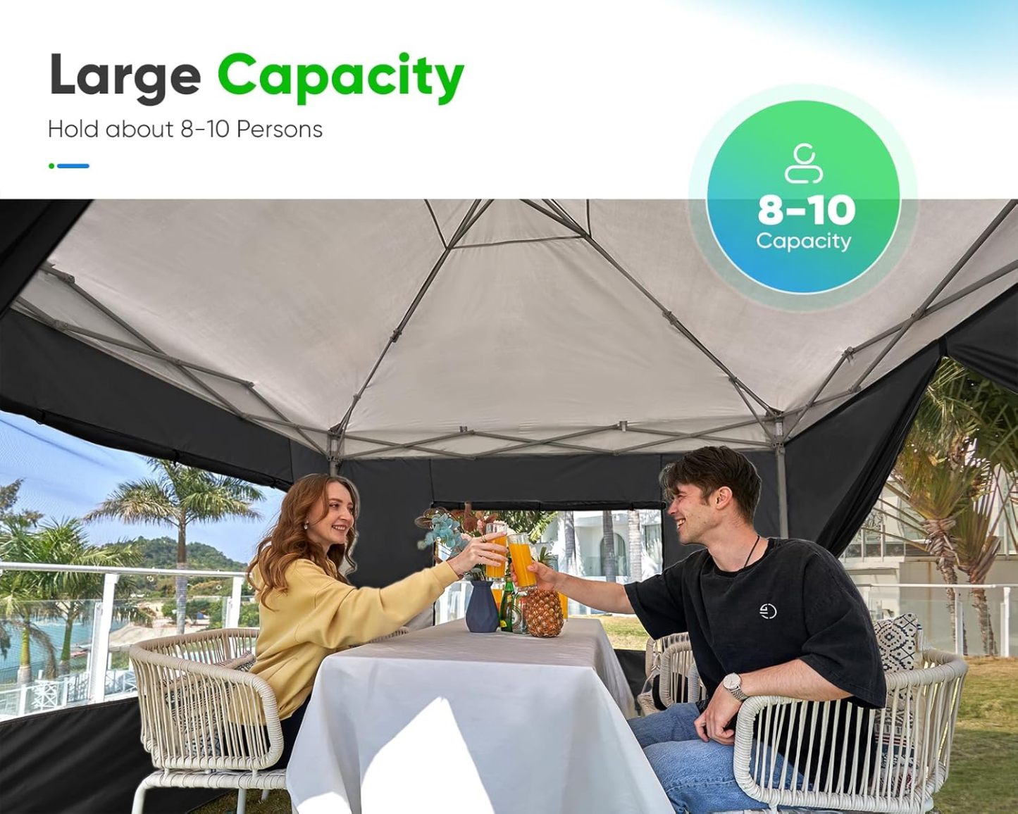 Quictent - Tienda de campaña desplegable de privacidad de 10 x 10 pulgadas con paredes laterales y ventanas ventiladas enrollables, configuración para una persona, fácil refugio para eventos