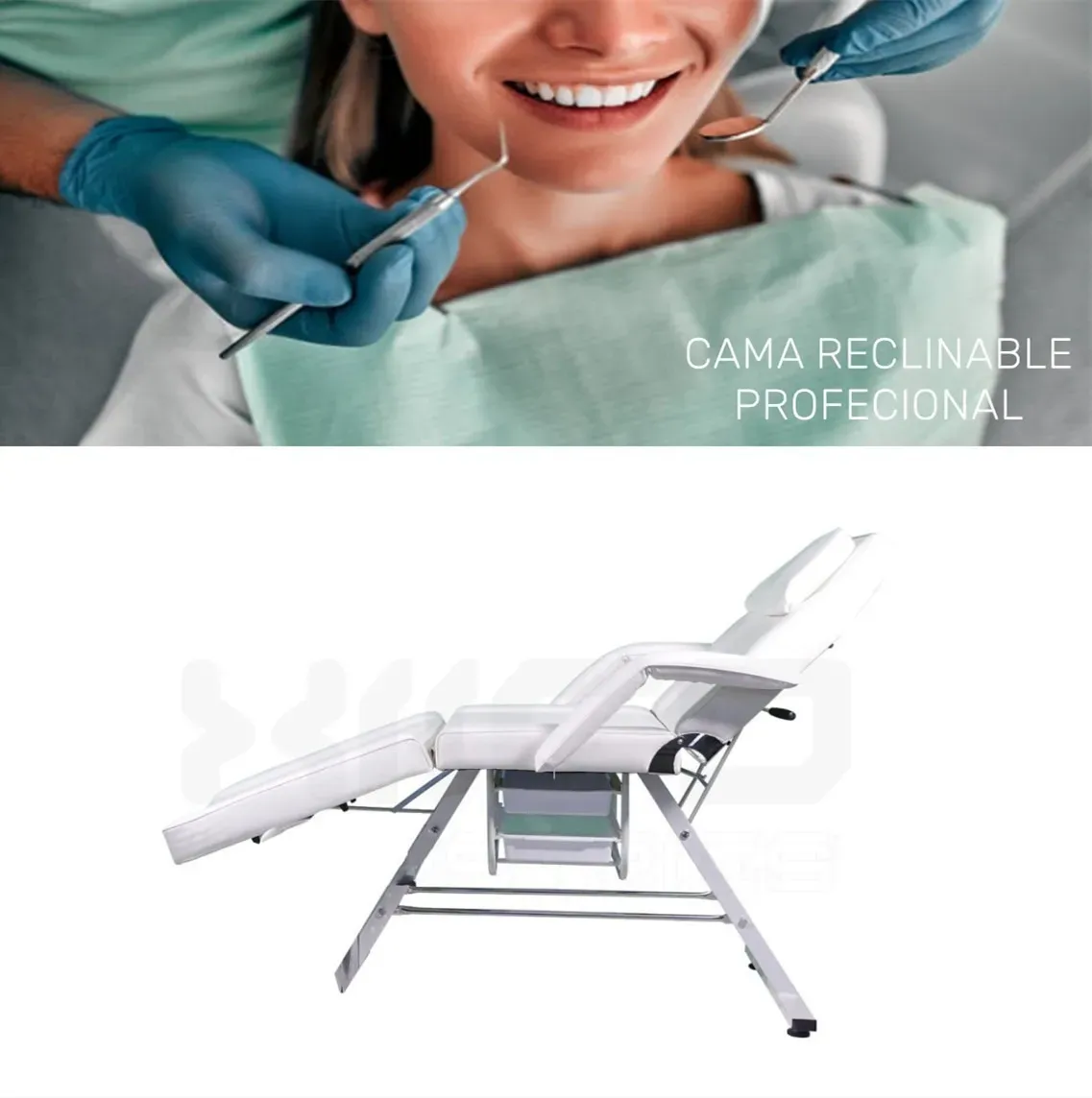 Silla Facial Profesional Cama Reclinable Sillón Masaje Spa Blanco Reclinable
