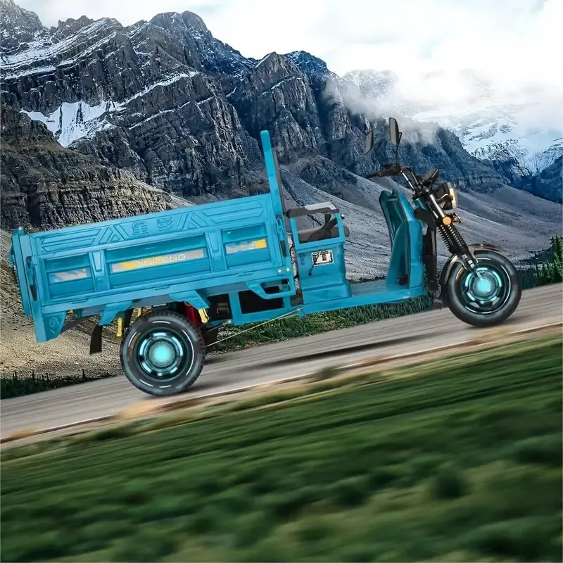 Triciclo eléctrico, triciclo de carga, capacidad de carga 500 kg-750 kg, tamaño: 116*44.1*52.4 pulgadas, para satisfacer una variedad de necesidades de carga.