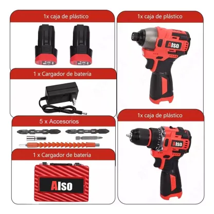 Kit De Sin Escobillas Atornillador De Impacto Y Taladro