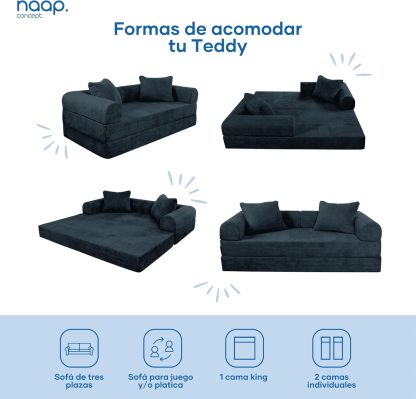 Sofá Cama Teddy Luxe | Diseño Convertible | Hecho 100% de Espuma | Comodidad y Versatilidad | 200x100x65 cm (Chocolate)
