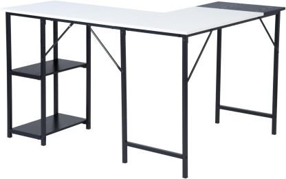 GOMYHOME Escritorio para computadora en Forma de L Escritorio para Juegos de computadora Estación de Trabajo para Escritura Cinturón de Estudio para Oficina en casa Escritorio Grande de 124 cm (Negro)