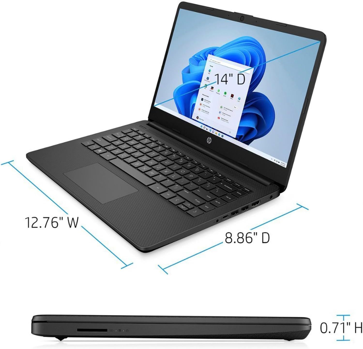 HP - Laptop (incluye 1 año Microsoft 365), pantalla HD de 14 pulgadas, 16 GB de RAM, 64 GB eMMC, Intel Quad-Core N4120, estudiantes y negocios, cámara web, HDMI, Wi-Fi, RJ-45, Windows 11 Home, rosa