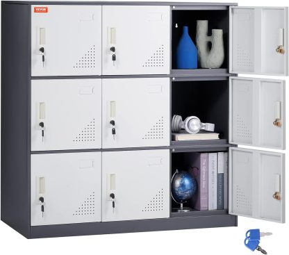 Metal Storage Cabinet with Wheels, 75'' Locking Steel Storage Cabinet with 2 Magnetic Doors and 4 Adjustable Shelves for Office, Garage, Home