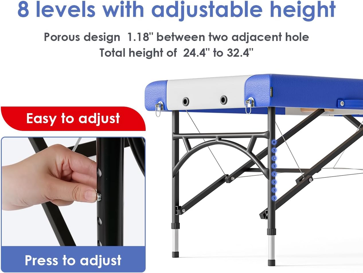 CLORIS - Mesa de masaje profesional de 84 pulgadas, portátil, de aluminio reforzado, con capacidad para hasta 1000 libras, 2 plegables, ligeras, para spa, salón, tatuaje, cama de masaje, altura