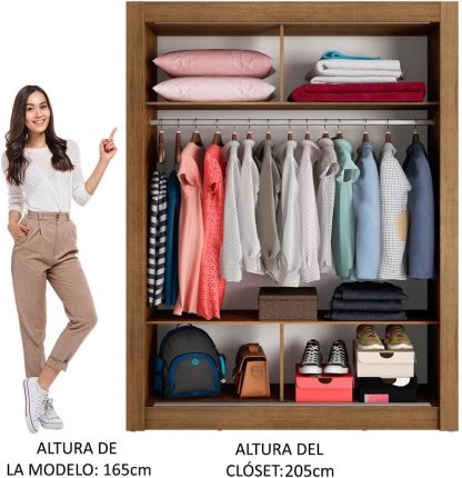 Madesa Ropero Closet con 2 Puertas Denver - Marrón