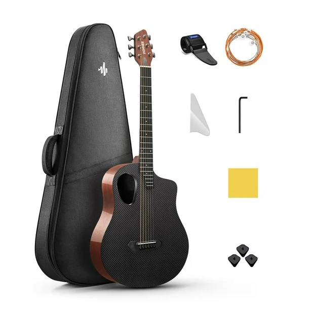 Guitarra acústica Donner Carbon X Wood Rising-G1 con kit de 38 pulgadas